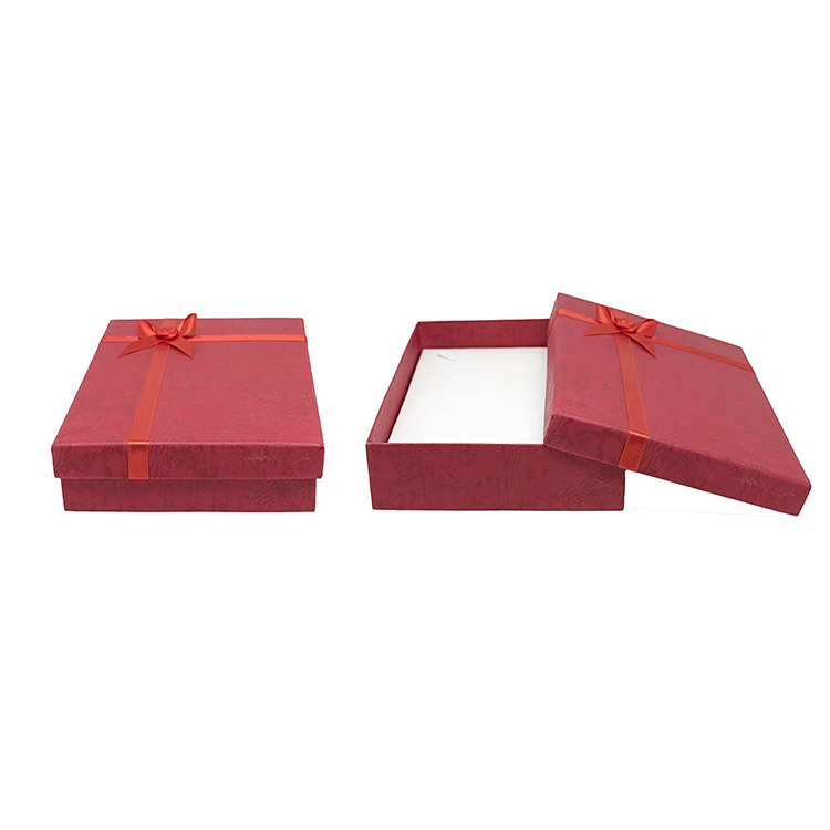 Solid Color Necklace Jewelry Gift Box with Ribbon and Lid- 5'' x 7.1'' x 1.3''