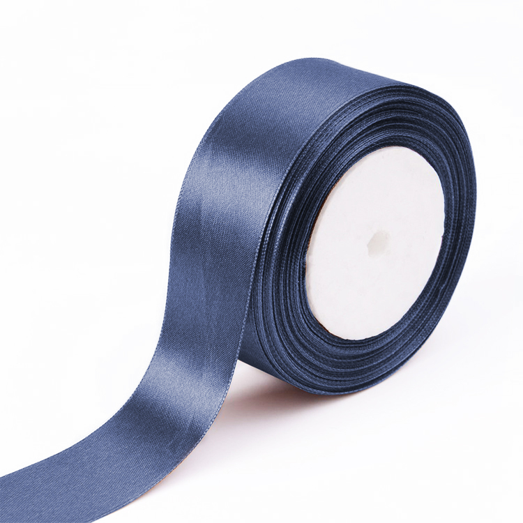 Blue color satin ribbons with customize logo