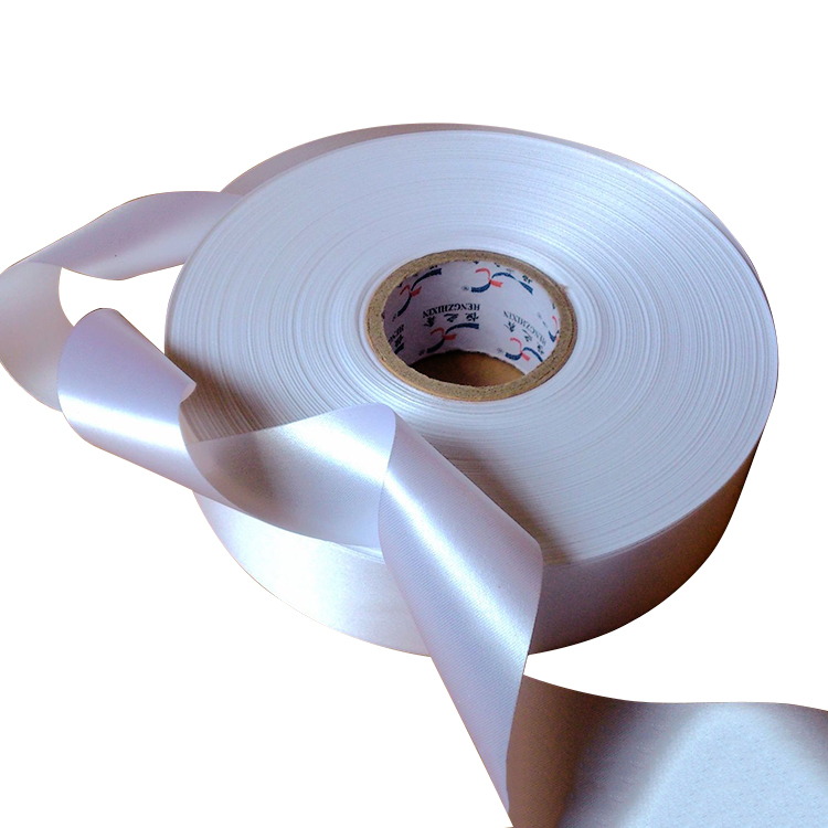 White polyester fabric printed satin ribbons with custom logo
