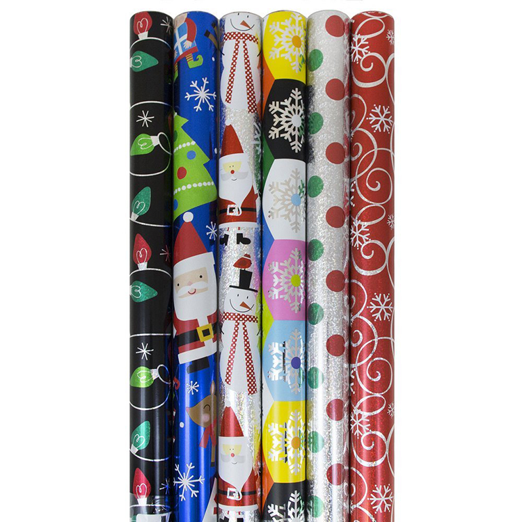 Glitter paper material printed wrapping paper rolls