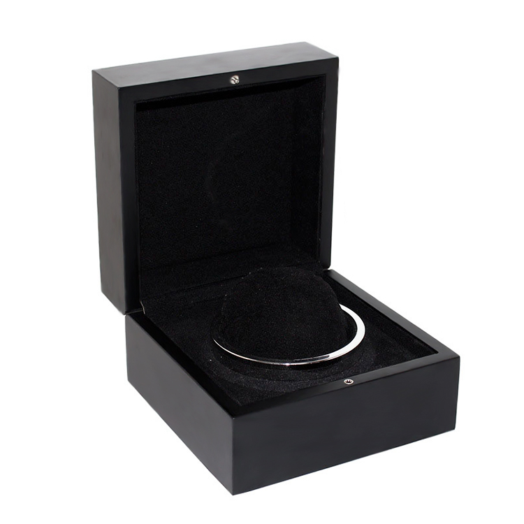 Luxury wooden custom logo black magnetic closure wood watch box