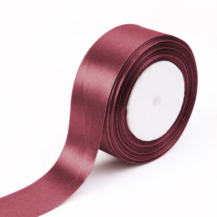 Redwish color satin ribbons with printing logo as client request