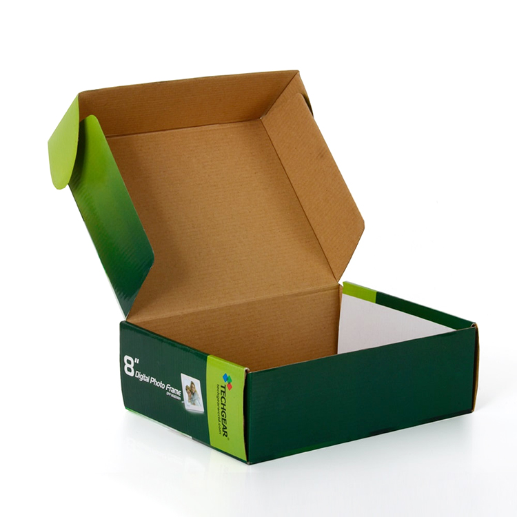 Printed corrugated paper shipping box with custom logo