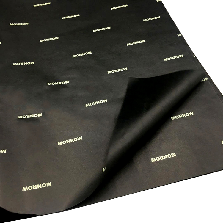 solid black tissue paper with logo gravure printing