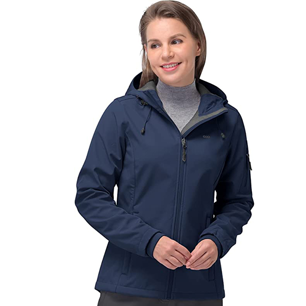 Women's Softshell Jacket, Fleece Lined Warm Jacket Light Hooded Windproof Coat for Outdoor Hiking