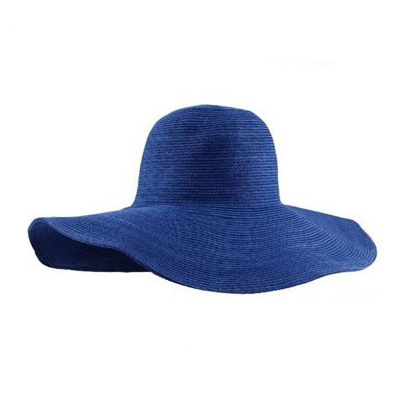 Womens Wide Brim Straw Hat Big Floppy Foldable Roll up Cap Beach Sun Hat