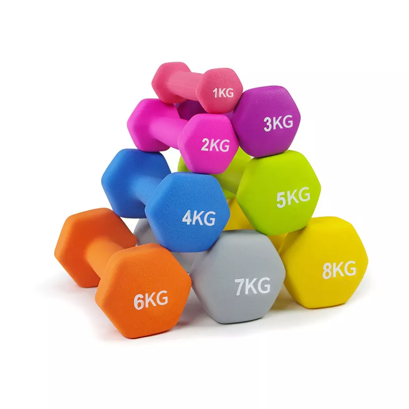  Colorful Hexagonal Cast Iron Hex Vinyl Dipping Dumbbell Coated Hand Weight Sets of 2 - Multiple Weight Options with 15 Colors, Anti-roll, Anti-Slip, Hexagon Shape