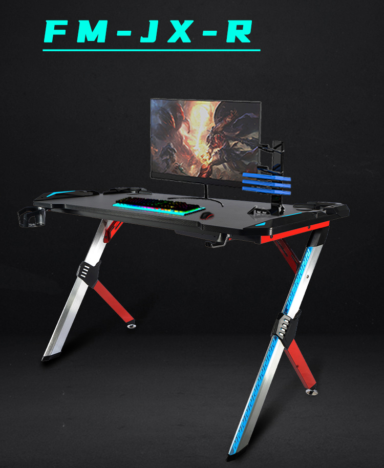 R shape aluminum legs gaming desk model FM-JX-R-1