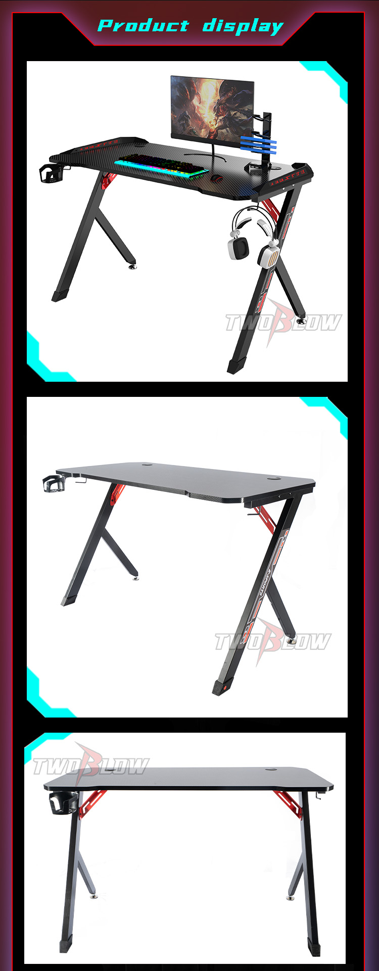 R shape economy gaming desk GT-01 (5)