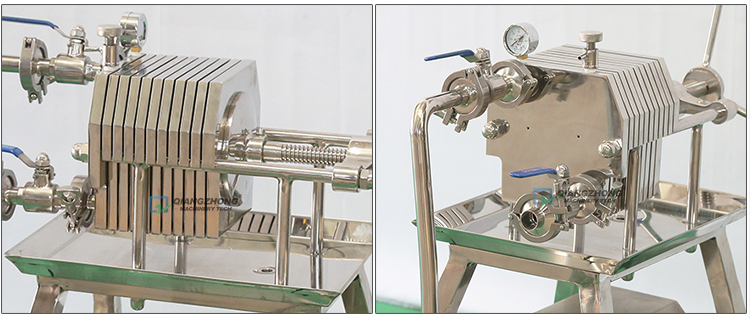 Stainless steel plate and frame filter with high shear mixer 04