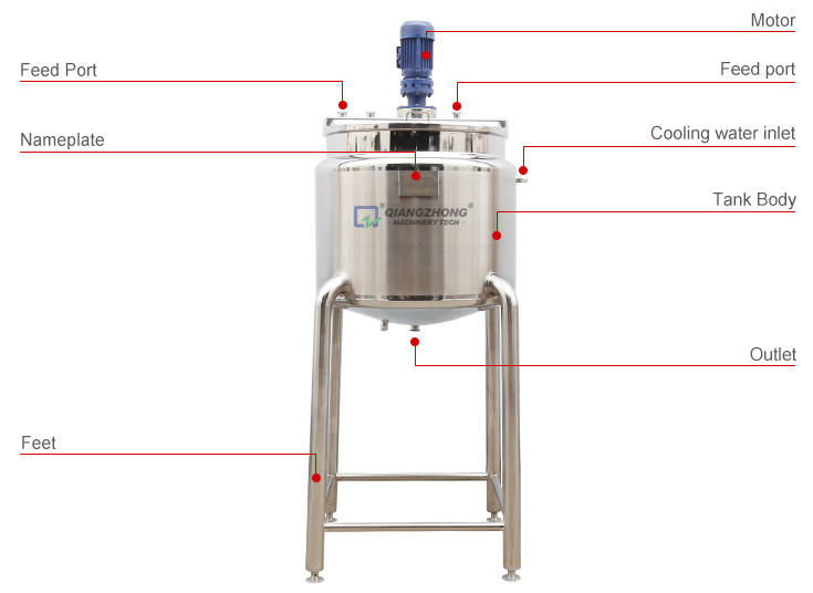 Steam jacket heating and cooling mixing tank 02