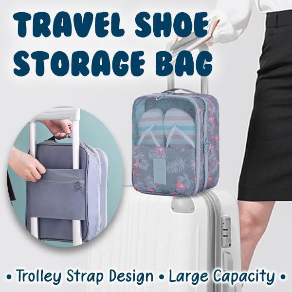 600D Polyester Travel Shoe Storage Bag Slippers Packaging Organizer Pouch With Transparent PVC Window