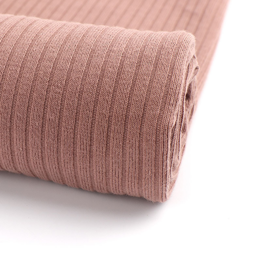 Cotton rib knit solid fabric 210gsm MOQ 60m
