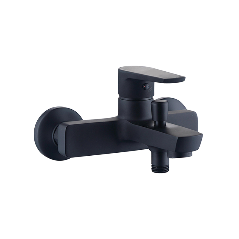  Brass Bath Shower Mixer In-Built Button Divertor Matte Black