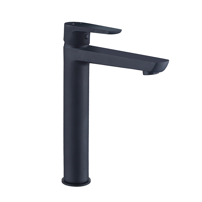 Hot and cold brass tall basin mixer matte black faucet