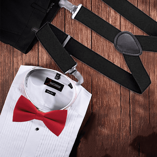 Unisex Kids Adjustable Elastic Y Back Suspender&Bowtie Set