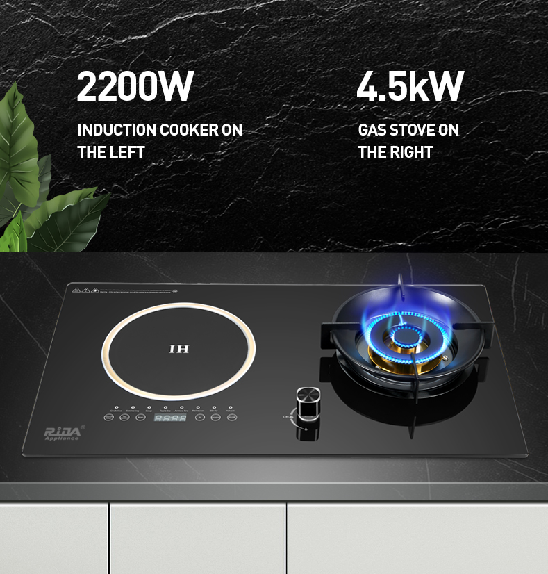 Electrical 2 burner double burner induction cooktop gas hob burner built in gas cooker tempered glass electric gas stove RDX-GH037 (4)