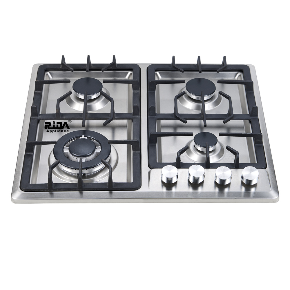4 Sabaf  Burner Stainless Steel panel Cast iron Pan Support metal knob Kitchen appliance built-in gas hob RDX-GHS024