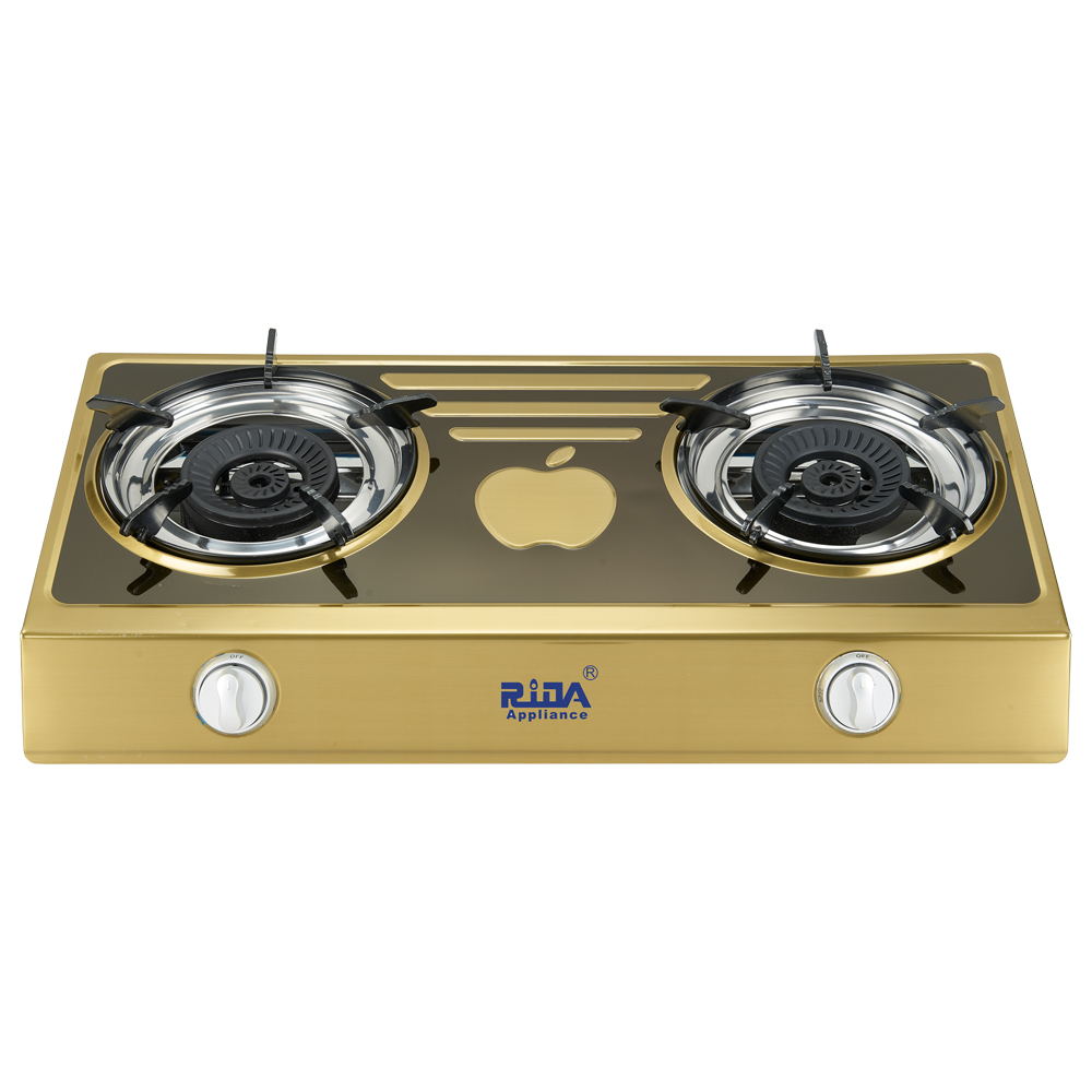 2021 new support Indian market gold double 2 burner table top stainless gas stove RD-GD200