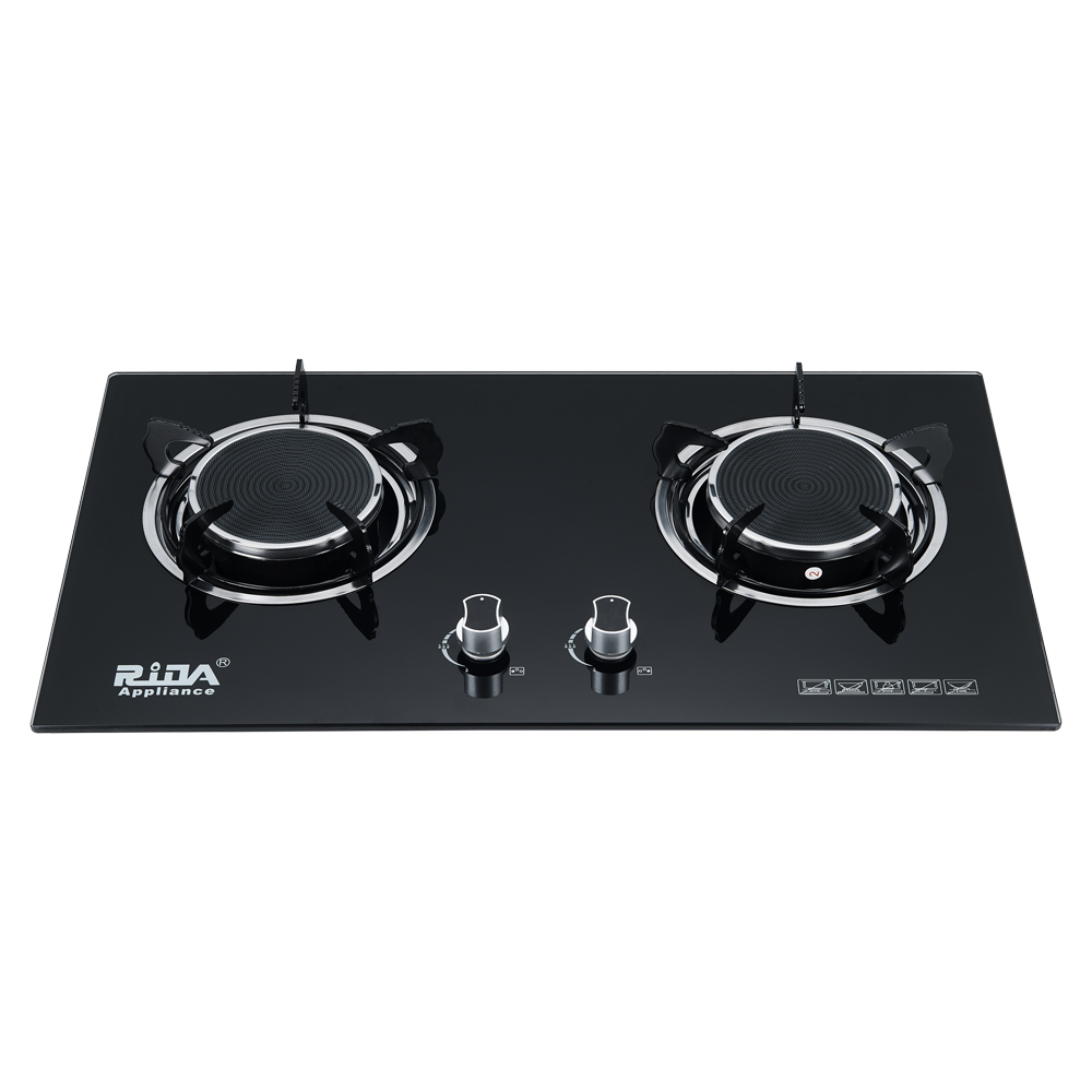 Tempered black glass wholesale gas 2 nfrared burner save gas built-in gas hob  RDX-GH075