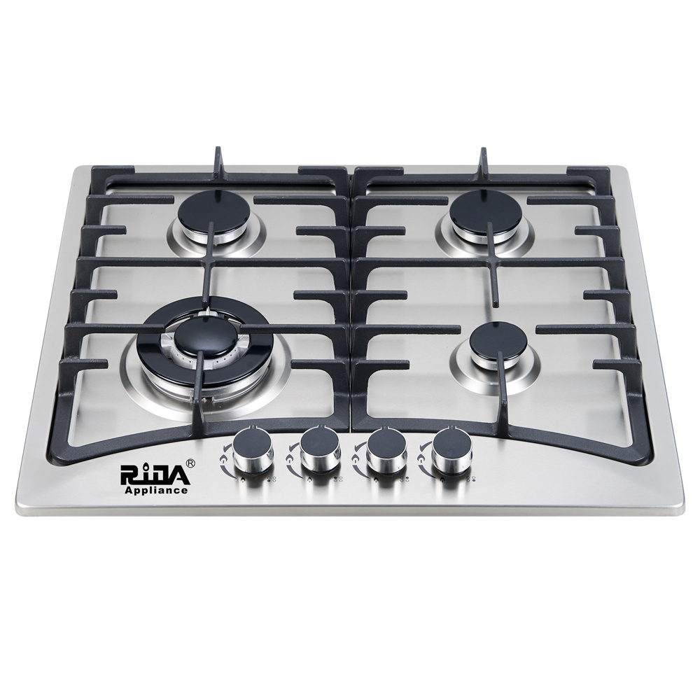 kitchen appliance 4 sabaf  burner stainless steel  cast iron pan support built-in gas hob