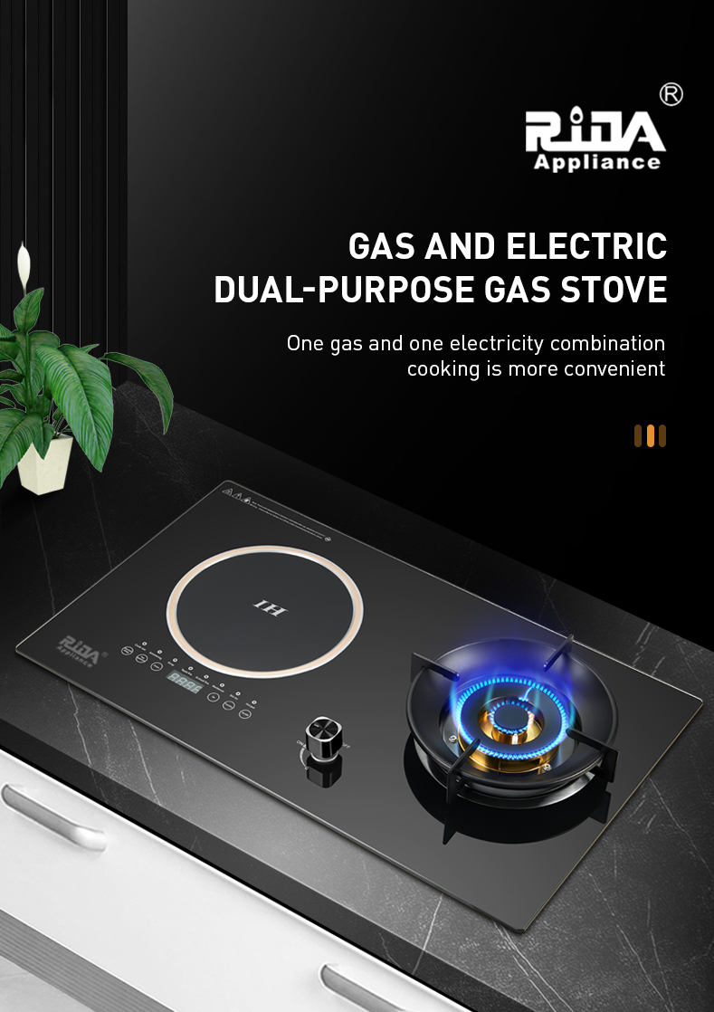 Electrical 2 burner double burner induction cooktop gas hob burner built in gas cooker tempered glass electric gas stove RDX-GH037 (1)