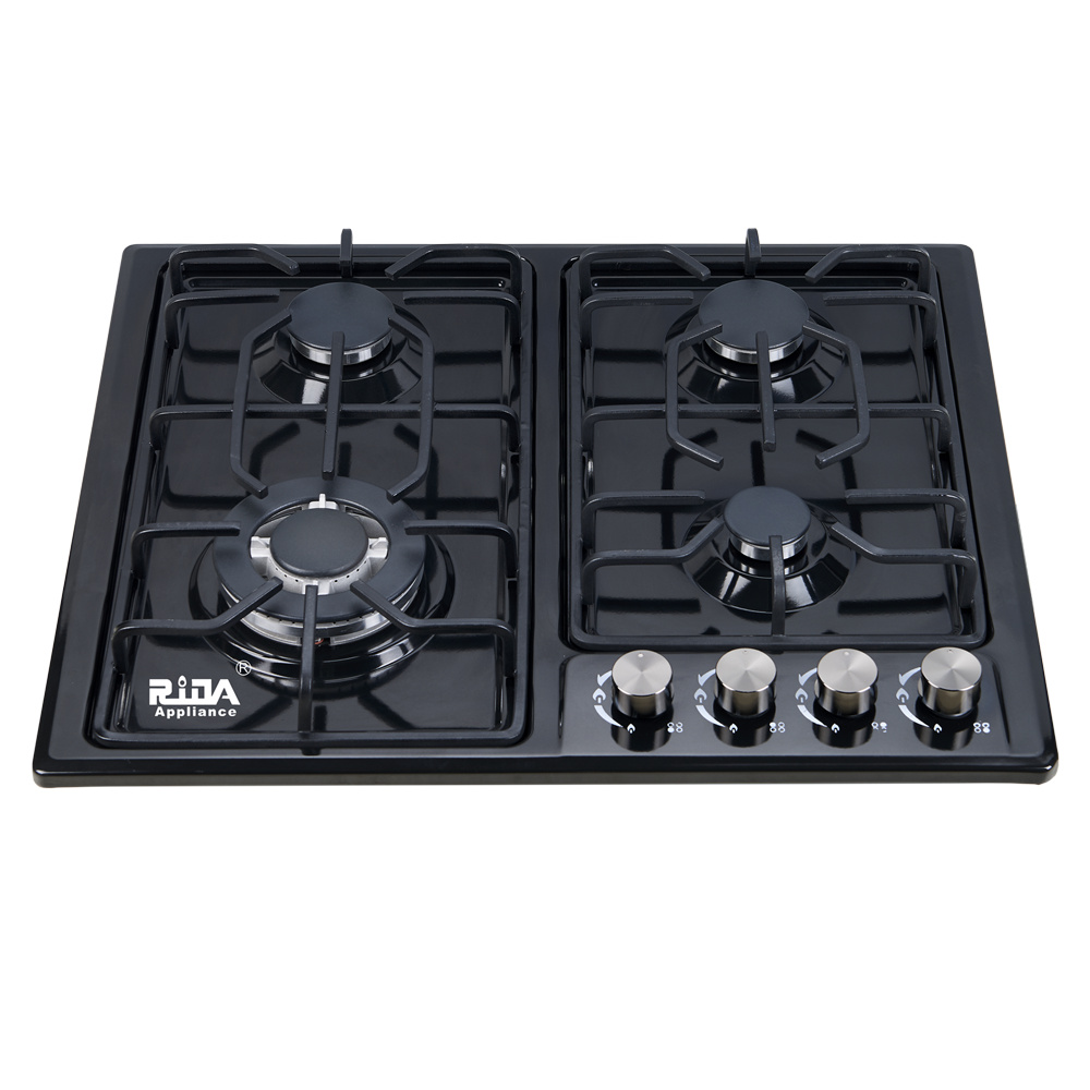 Kitchen appliance 4 Sabaf  Burner black Stainless Steel panel Enamelled Pan Support built-in gas hob  RDX-GHS020