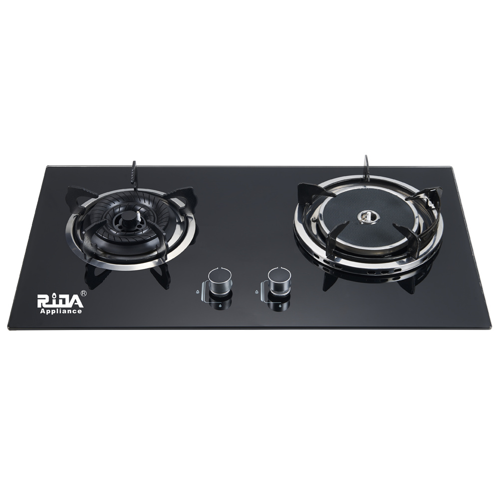 Kitchen appliance 2 Burner Infrared Burner Tempered glass with colourful silk-screen  built-in gas hob RDX-GH009