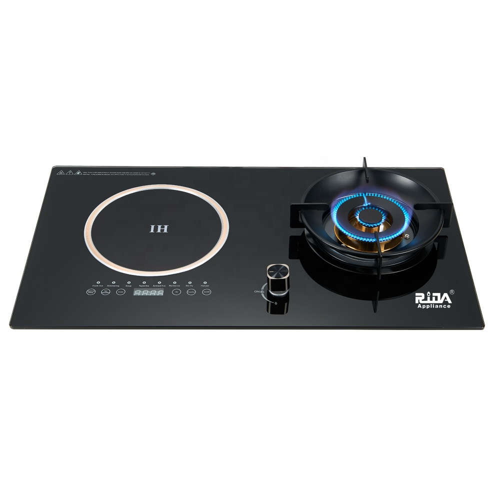Electrical 2 burner double burner induction cooktop gas hob burner built in gas cooker tempered glass electric gas stove RDX-GH037