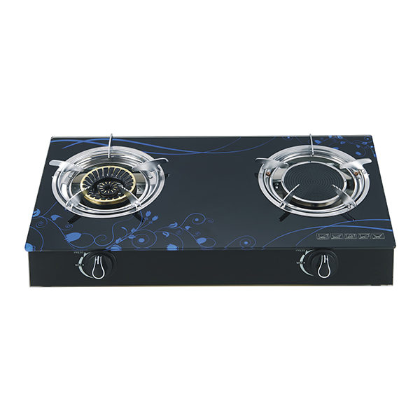Top toughened glass gas stove with cast iron burner and infrared burner for strong fire and saving gas RD-GD379