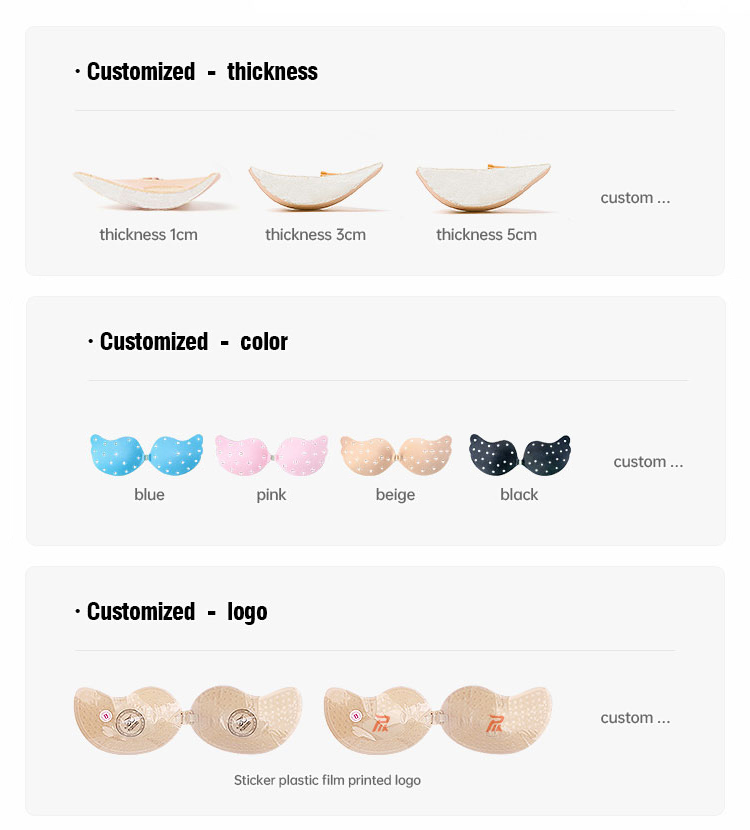 Women's Silicone Slightly Covered Underwire Lift Support Strapless Invisible Invisible Bra Push Up Strapless Nipple Cover