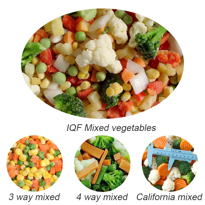 Frozen vegetables IQF mixed vegetables carrot peas sweet corm combined