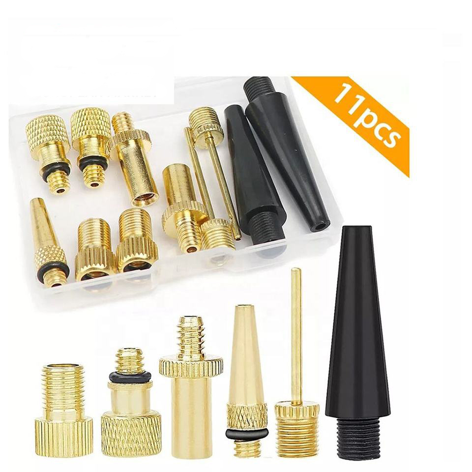  12pcs Bike Valve Adapter Ball Needle Air mattress adapter Set in a fitting plastic box