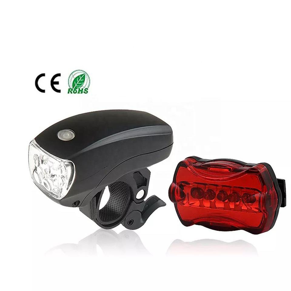 Bicycle Black Front Light and Red Rear Light set