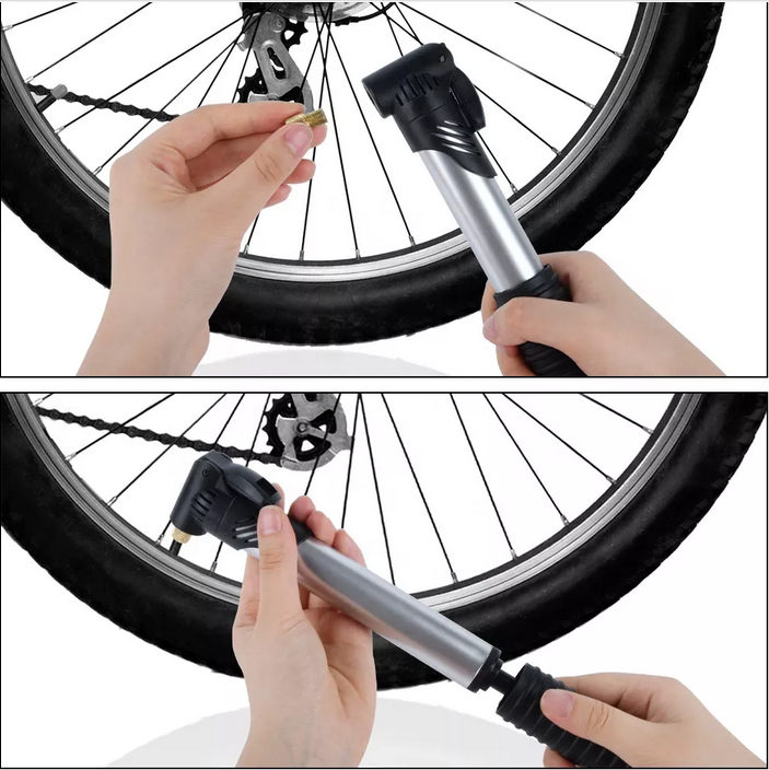 100Psi Mini Aluminium Alloy Bicycle Hand Air Pump Portable Bicycle Tire Pump (2)