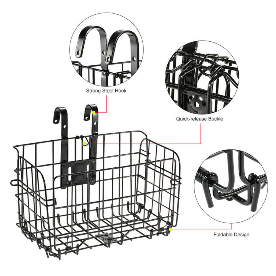 Outdoor removable bicycle basket Bike Wire Basket with Handles Folding Bike Front Basket