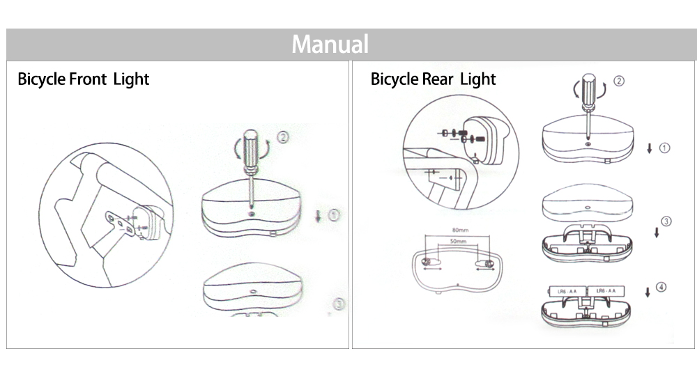 Bicycle Front Light and Rear Light Set (8)
