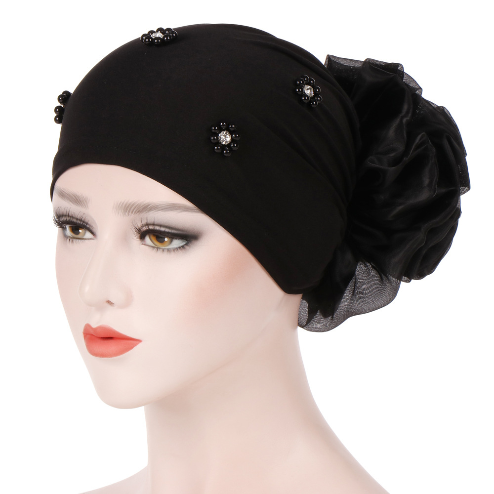 Women's Muslim Hijab Turban Elegant Strench Side Flower