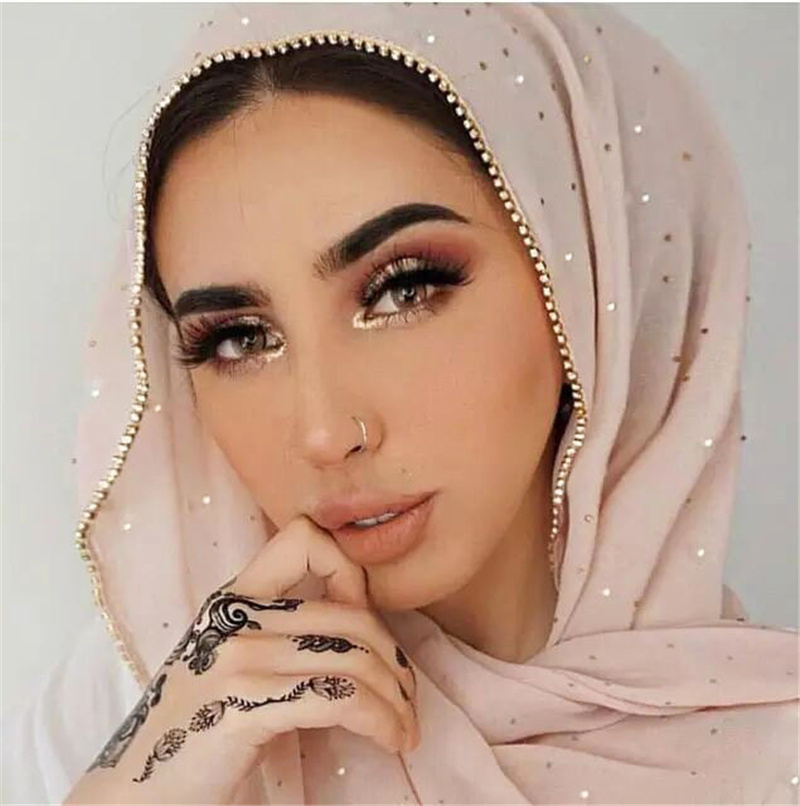 Diamond Chiffon Bubble Chiffon With Chain Diamond Glitter Hijab