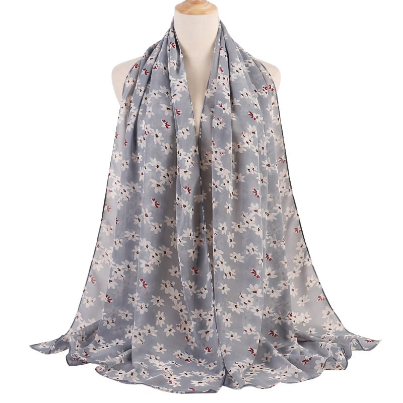  printed chiffon hijab Long Chiffon Floral Scarves