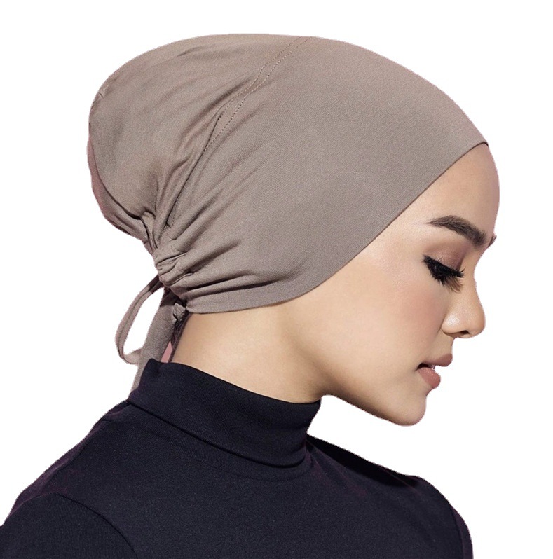 Cap Lslamic Muslim Under Scarf Hijab Cap with Tie-Back Closure