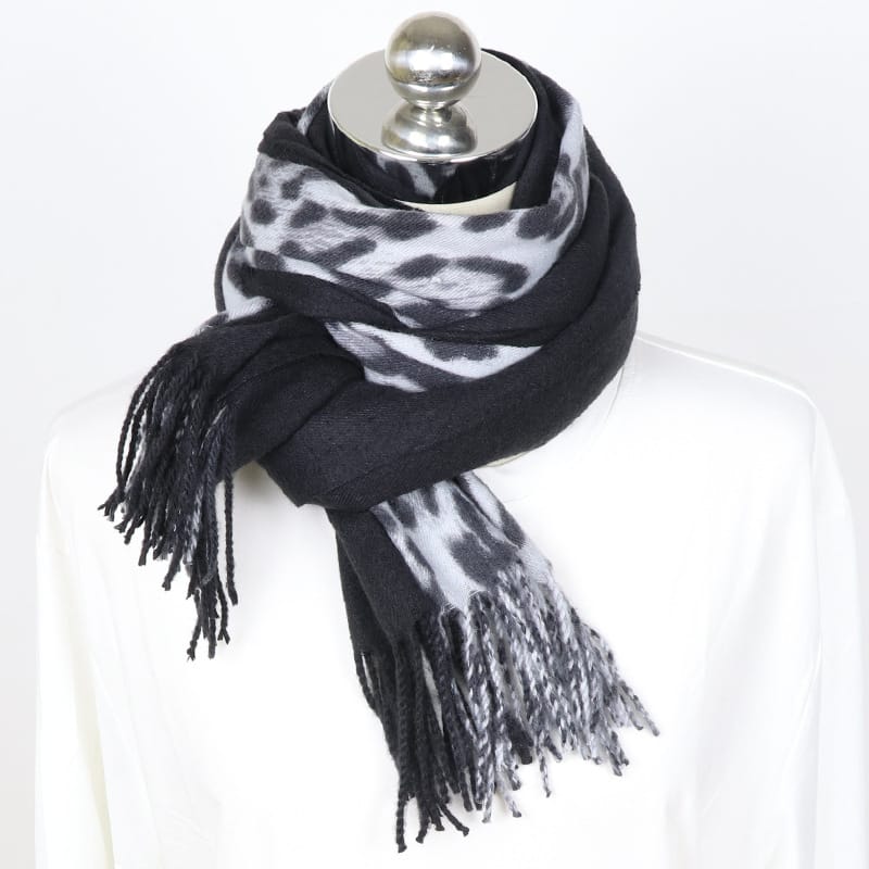 jacquard scarf Cashmere Jacquard Shawl with Fringed Edges