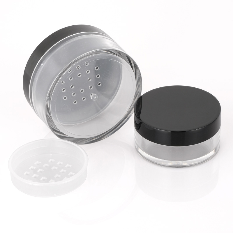Clear Plastic Loose Powder Jar with Sifter
