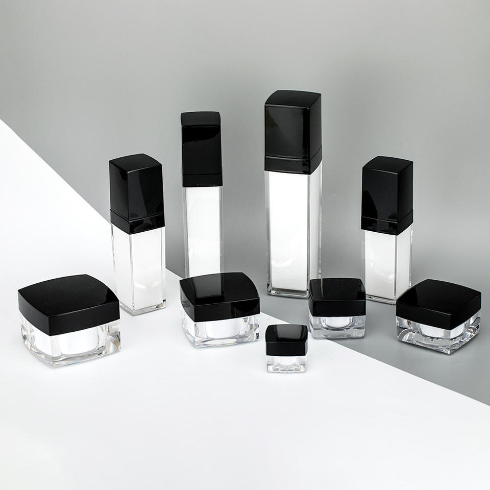 Square Plastic Skincare Jar and Bottle Collection