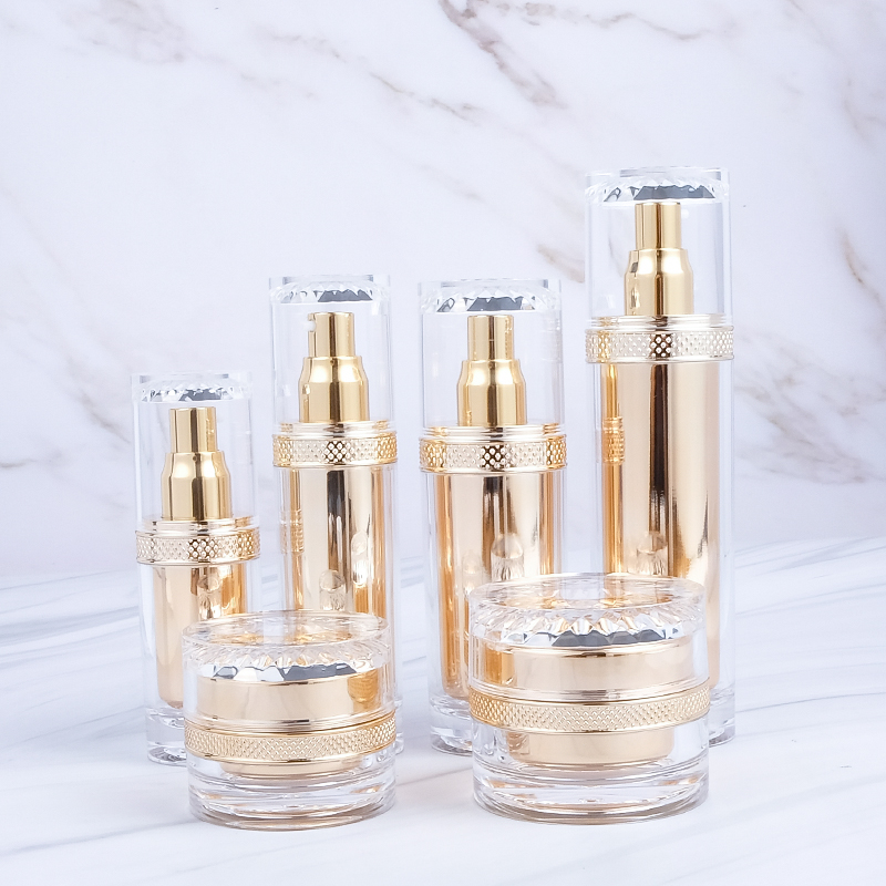 Luxury Plastic Gold Skincare Cosmetics Packaging Containers