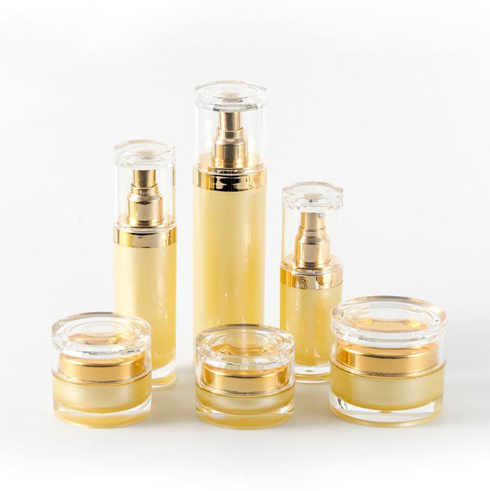 Yellow Acrylic Skincare Jar and Bottle Packaging