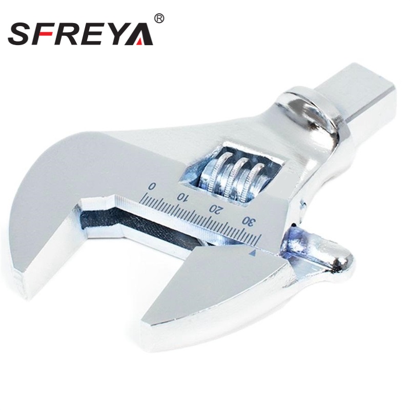 Adjustable Wrench Head with Rectangular Connector, Torque Wrench Insert Tools
