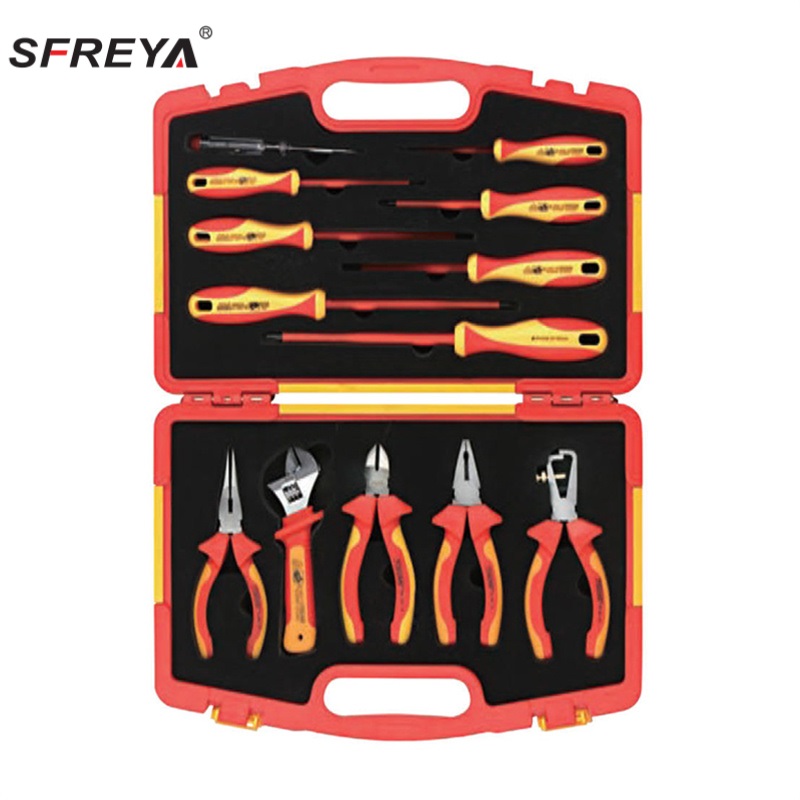 VDE 1000V Insulated Tool Set (13pcs Pliers, Screwdriver and Adjustable Wrench Set)