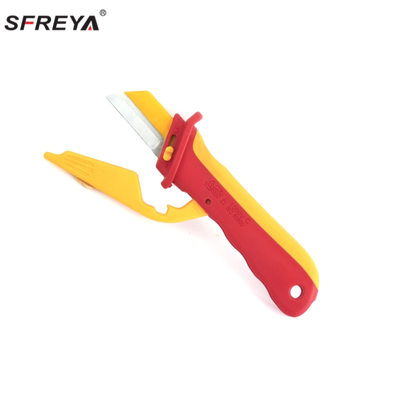 VDE 1000V Insulated Flat Blade Cable Knife With Cover