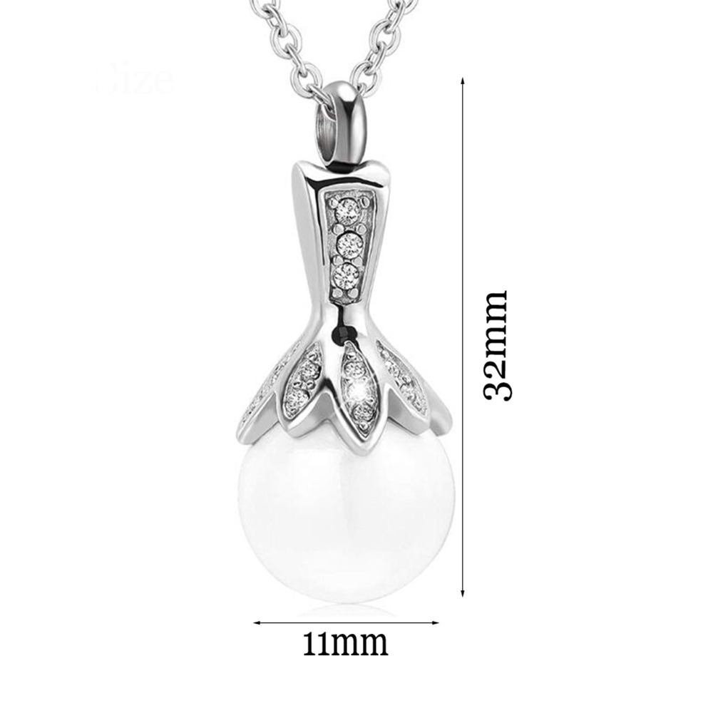 Stainless Steel Pearl Urn Cremation Necklace Cremation Jewelry for Ashes Keepsake Memorial Pendant Locket for Women